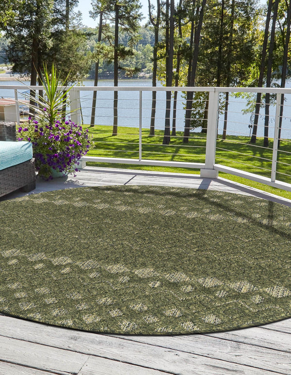 Garden Lattice Charm Collection Area Rug -  Pergola (Green) Round Green  lifestyle 41