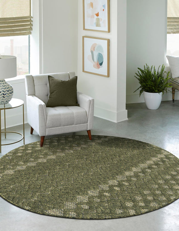 Garden Lattice Charm Collection Area Rug -  Pergola (Green) Round Green  lifestyle 43