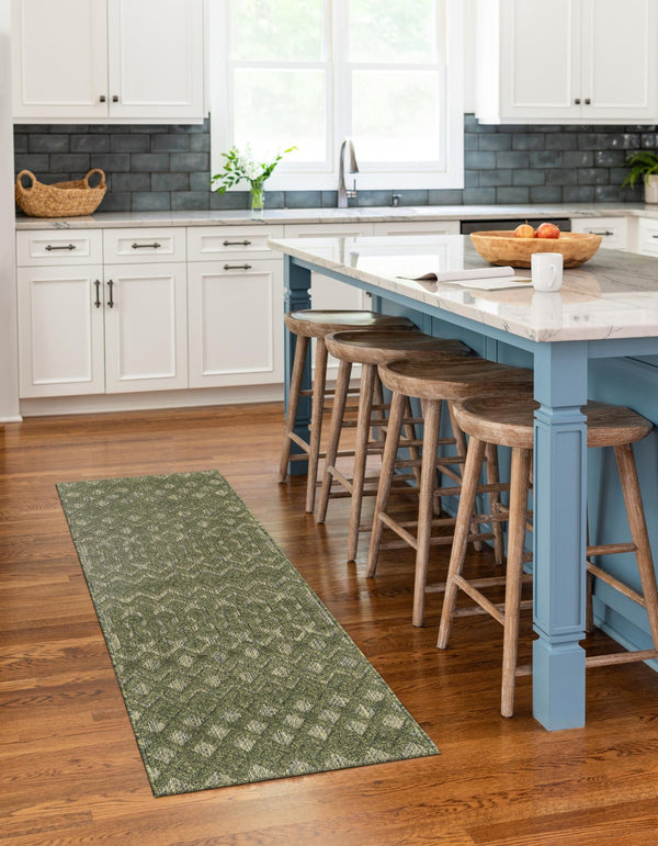 Garden Lattice Charm Collection Area Rug -  Pergola (Green) Runner Green  lifestyle 28