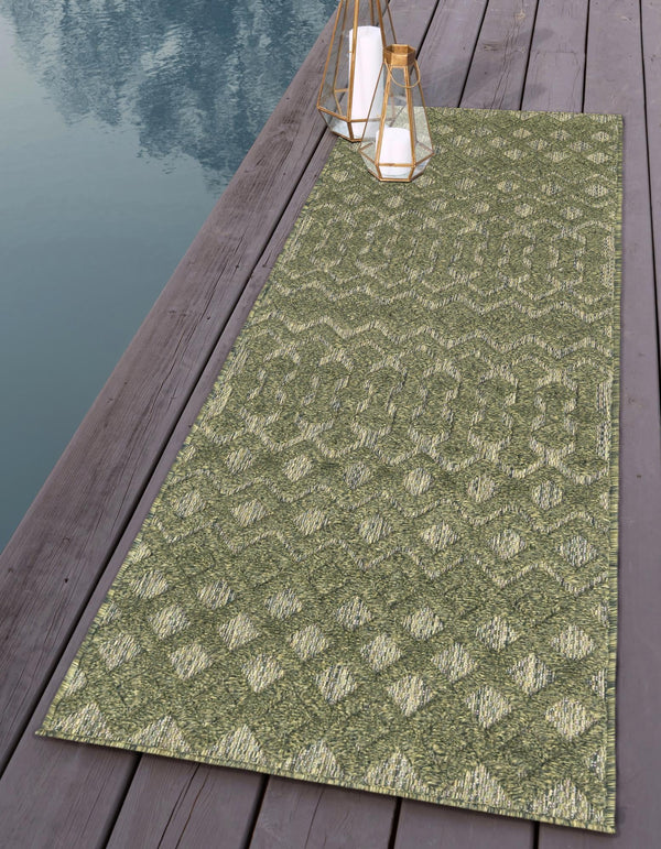 Garden Lattice Charm Collection Area Rug -  Pergola (Green) Runner Green  lifestyle 29