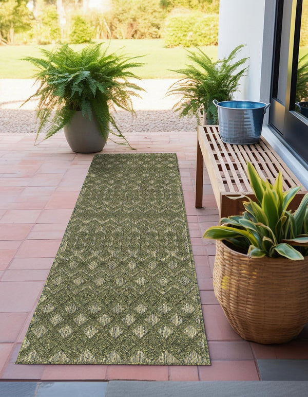 Garden Lattice Charm Collection Area Rug -  Pergola (Green) Runner Green  lifestyle 31