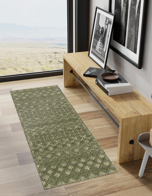 Garden Lattice Charm Collection Area Rug -  Pergola (Green) Runner Green  lifestyle 32