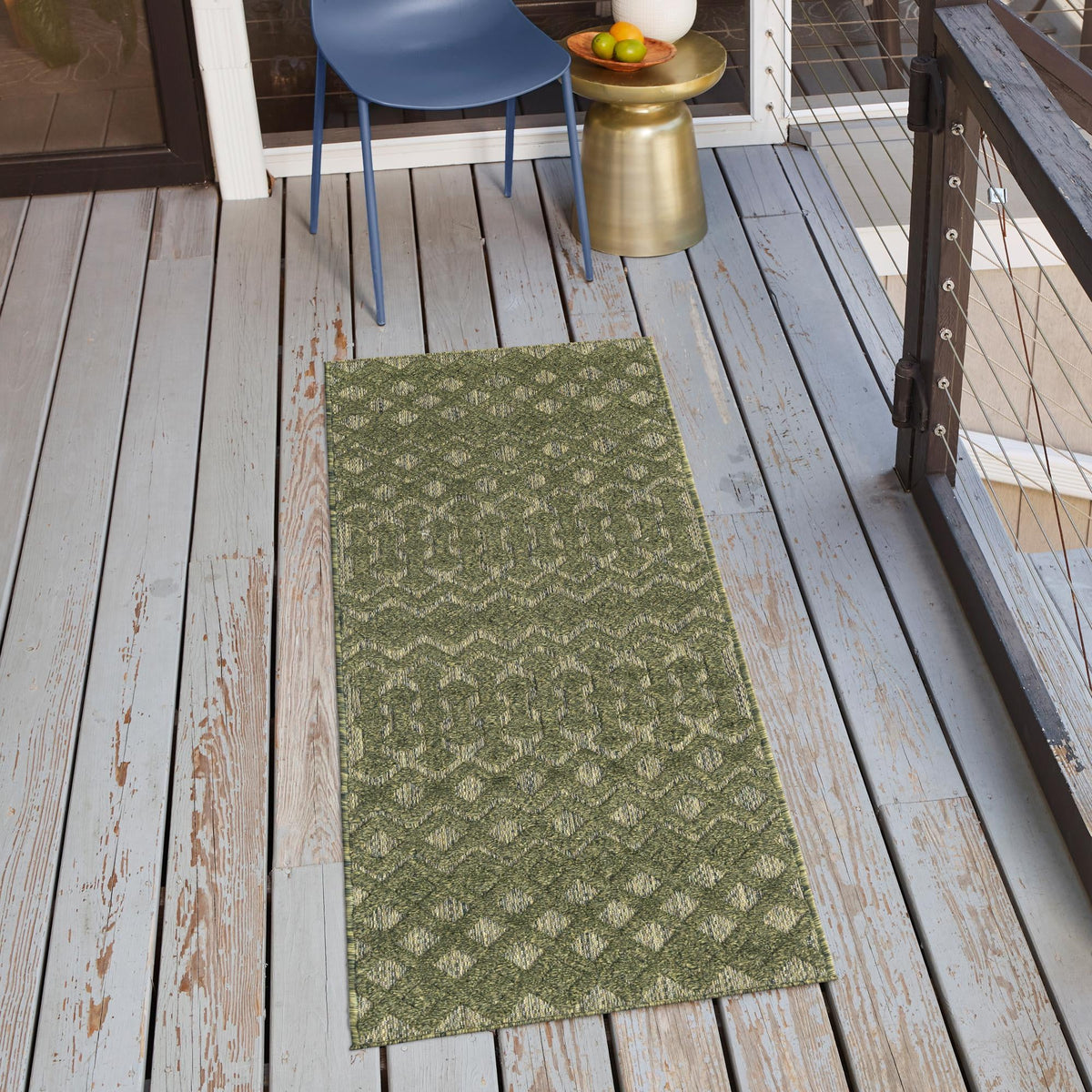 Garden Lattice Charm Collection Area Rug -  Pergola (Green) Runner Green  lifestyle 50