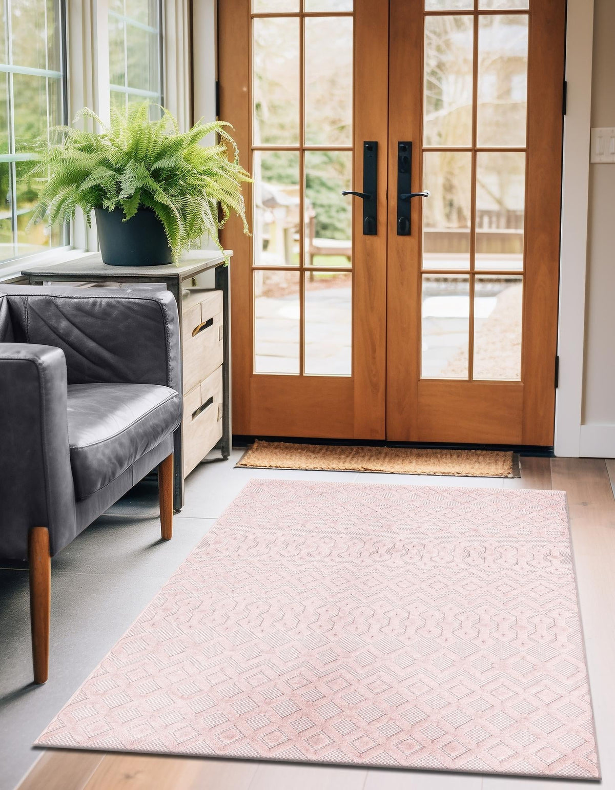 Garden Lattice Charm Collection Area Rug -  Pergola (Pink) Rectangle Pink  lifestyle 3