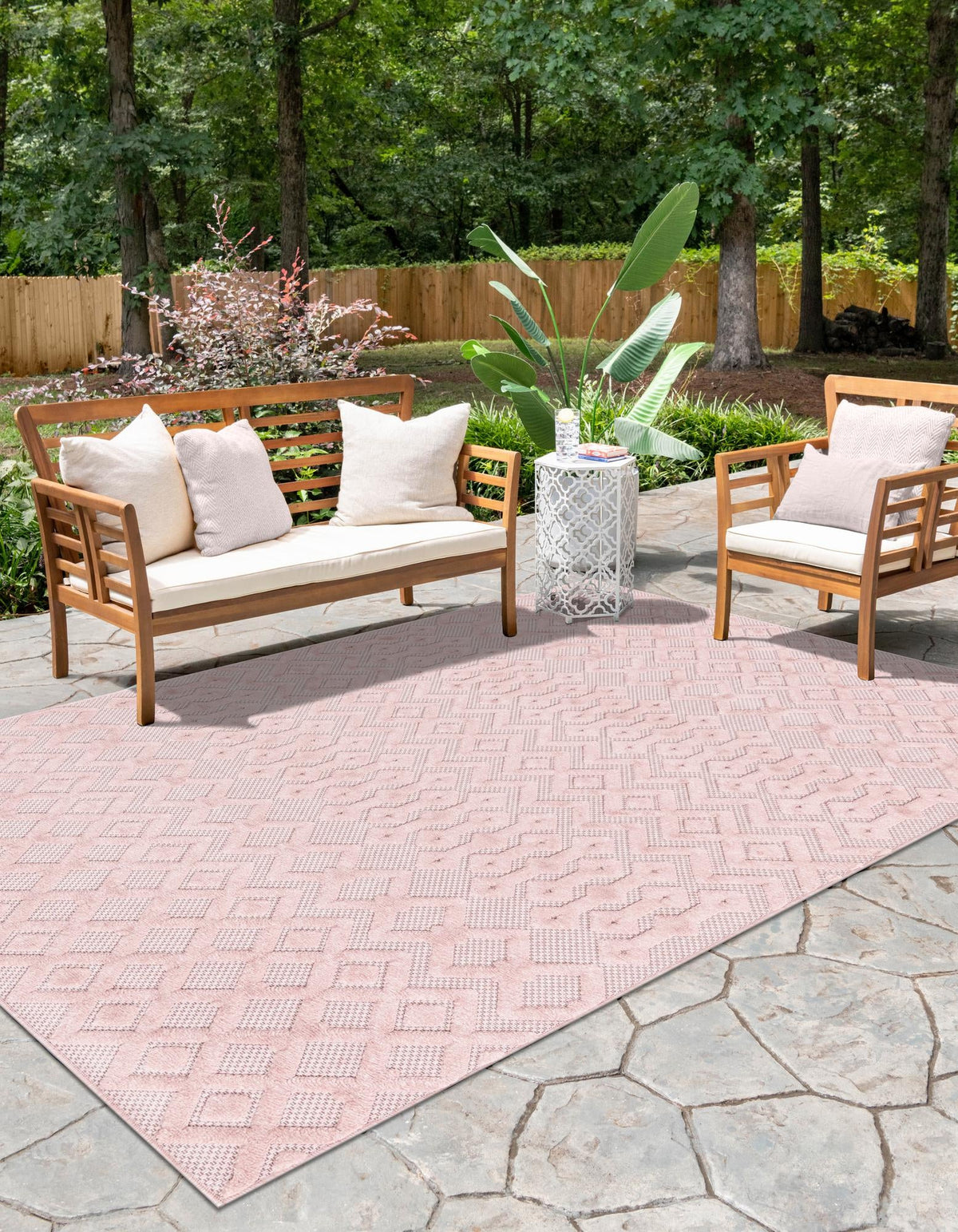 Garden Lattice Charm Collection Area Rug -  Pergola (Pink) Rectangle Pink  lifestyle 4