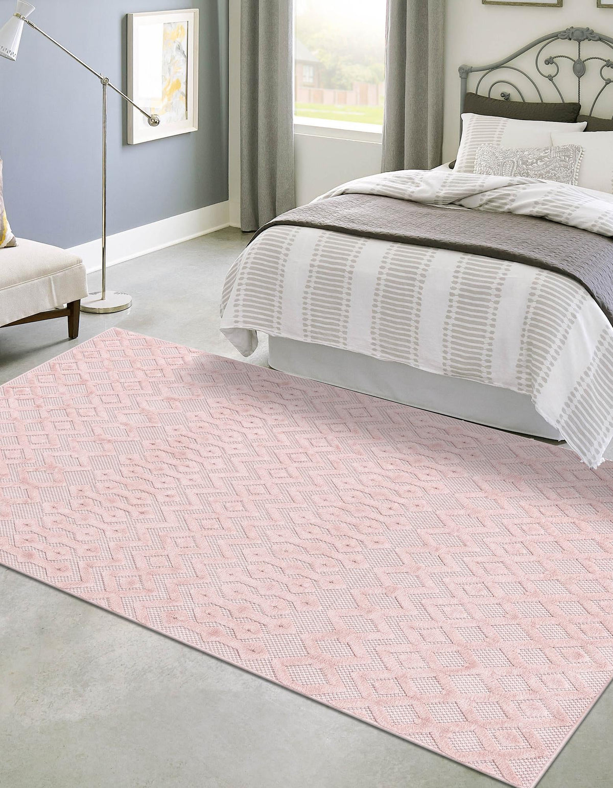 Garden Lattice Charm Collection Area Rug -  Pergola (Pink) Rectangle Pink  lifestyle 7