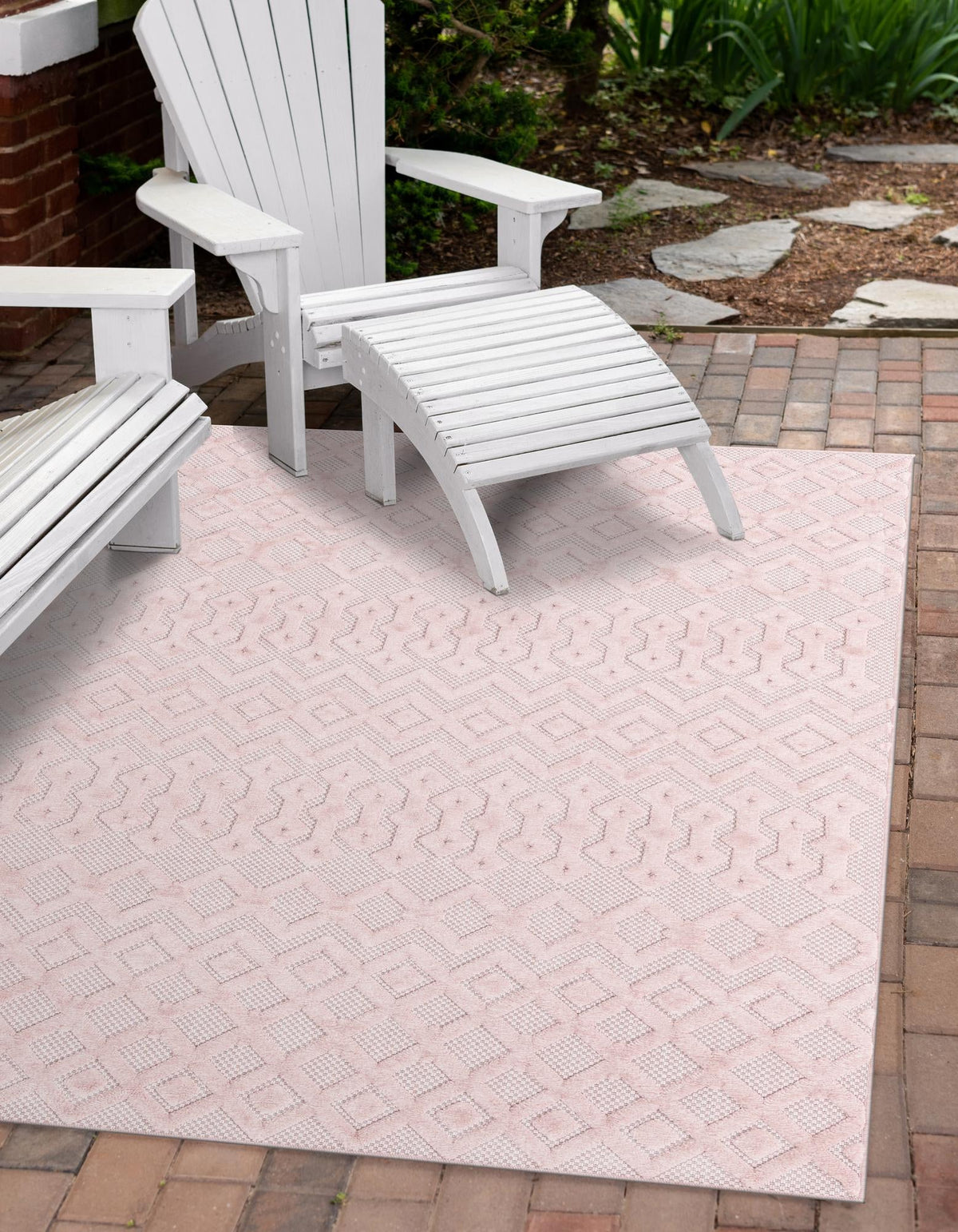 Garden Lattice Charm Collection Area Rug -  Pergola (Pink) Rectangle Pink  lifestyle 8