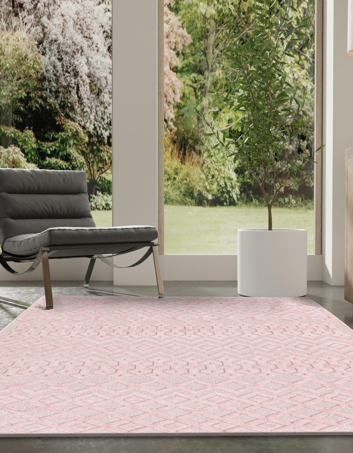Garden Lattice Charm Collection Area Rug -  Pergola (Pink) Rectangle Pink  lifestyle 9