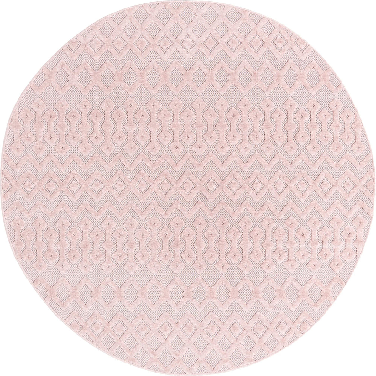 Garden Lattice Charm Collection Area Rug -  Pergola (Pink) Round Pink  lifestyle 19