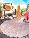 Garden Lattice Charm Collection Area Rug -  Pergola (Pink) Round Pink  lifestyle 22