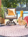 Garden Lattice Charm Collection Area Rug -  Pergola (Pink) Round Pink  lifestyle 25