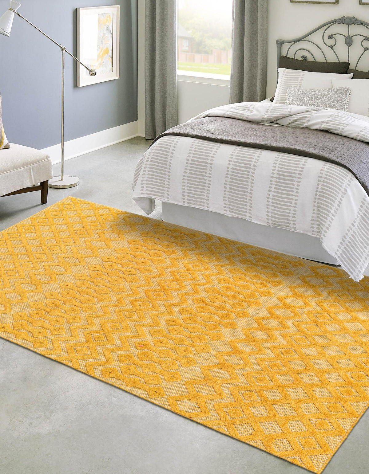 Garden Lattice Charm Collection Area Rug -  Pergola (Yellow) Rectangle Yellow  lifestyle 5