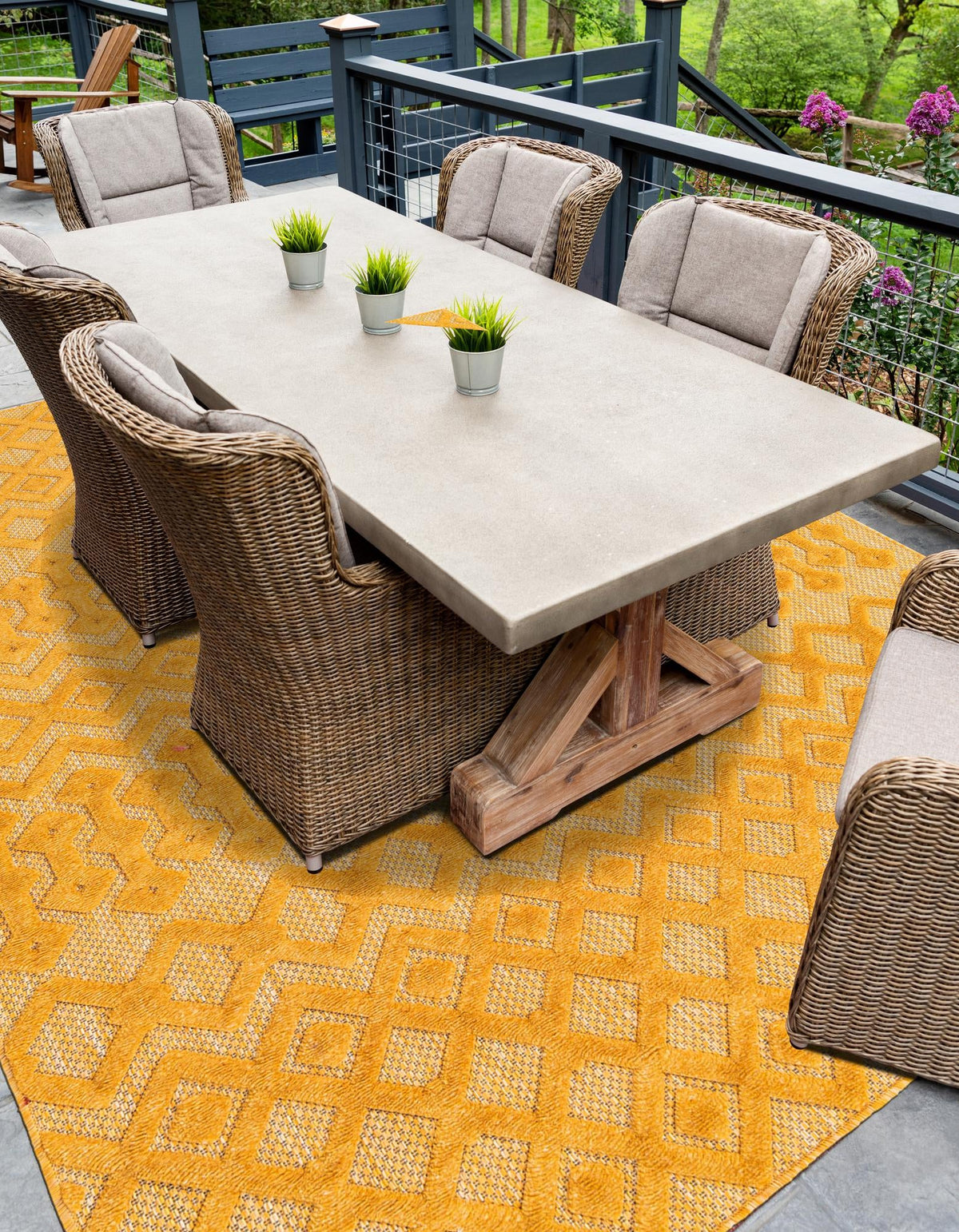 Garden Lattice Charm Collection Area Rug -  Pergola (Yellow) Rectangle Yellow  lifestyle 6