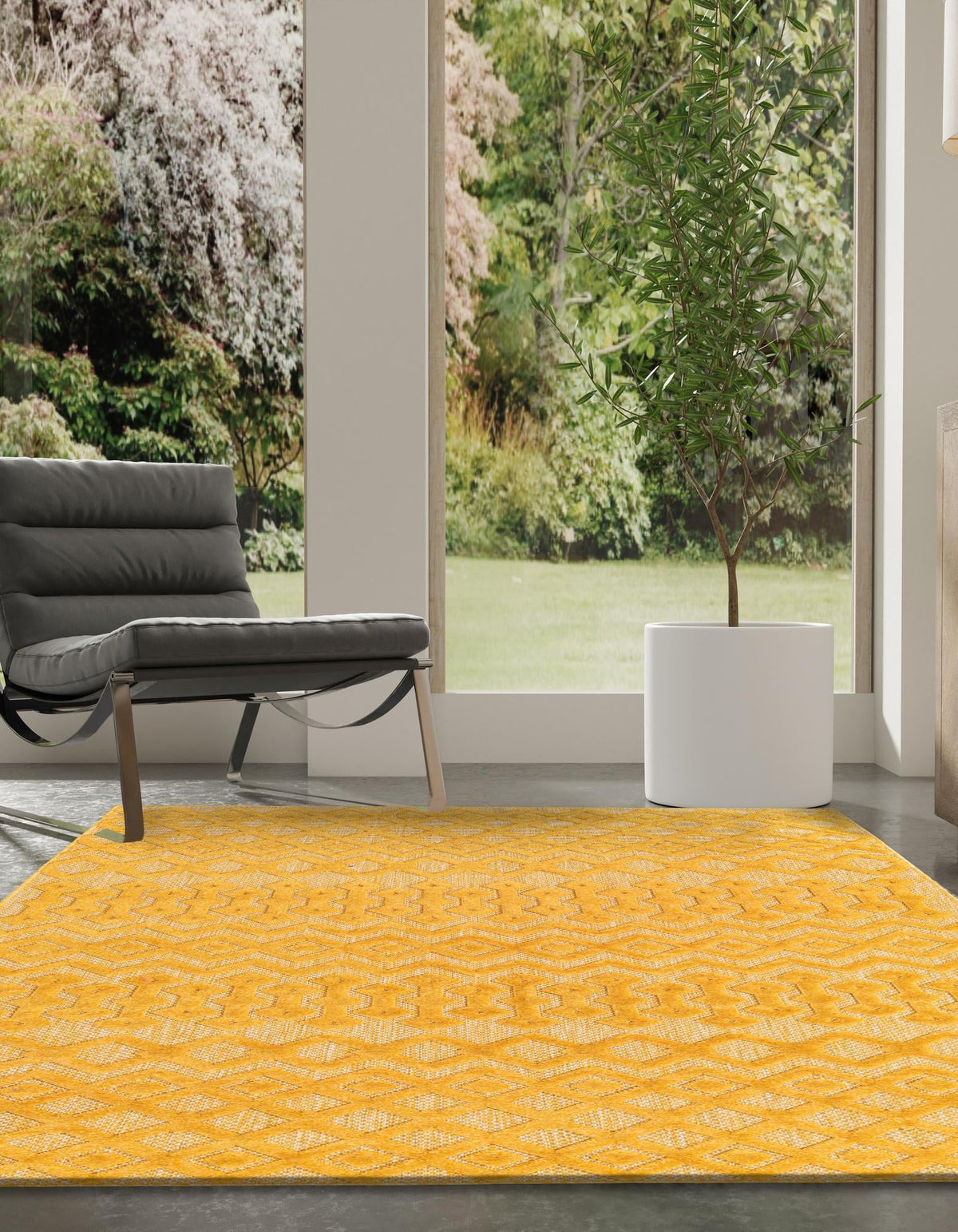 Garden Lattice Charm Collection Area Rug -  Pergola (Yellow) Rectangle Yellow  lifestyle 7