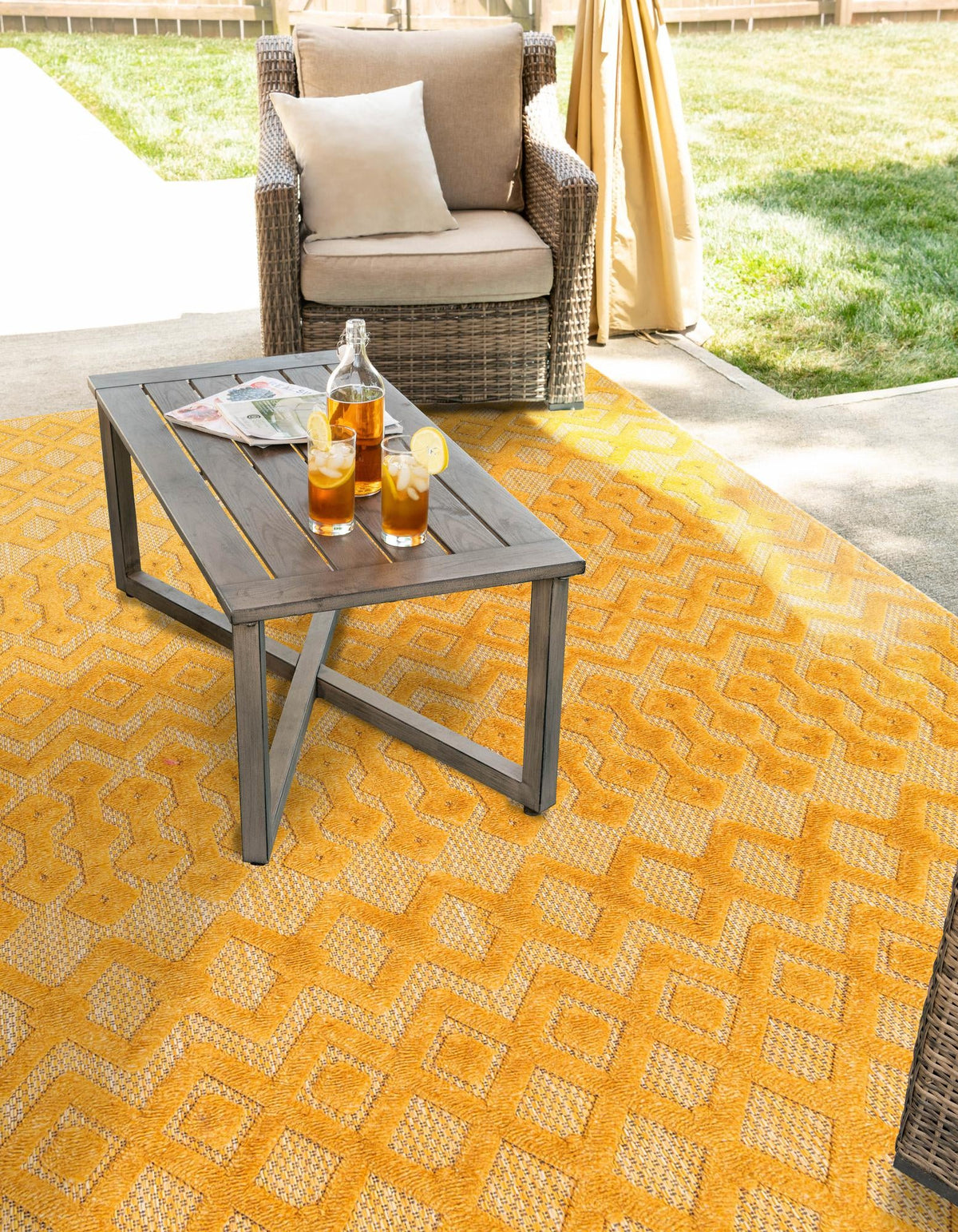 Garden Lattice Charm Collection Area Rug -  Pergola (Yellow) Rectangle Yellow  lifestyle 8