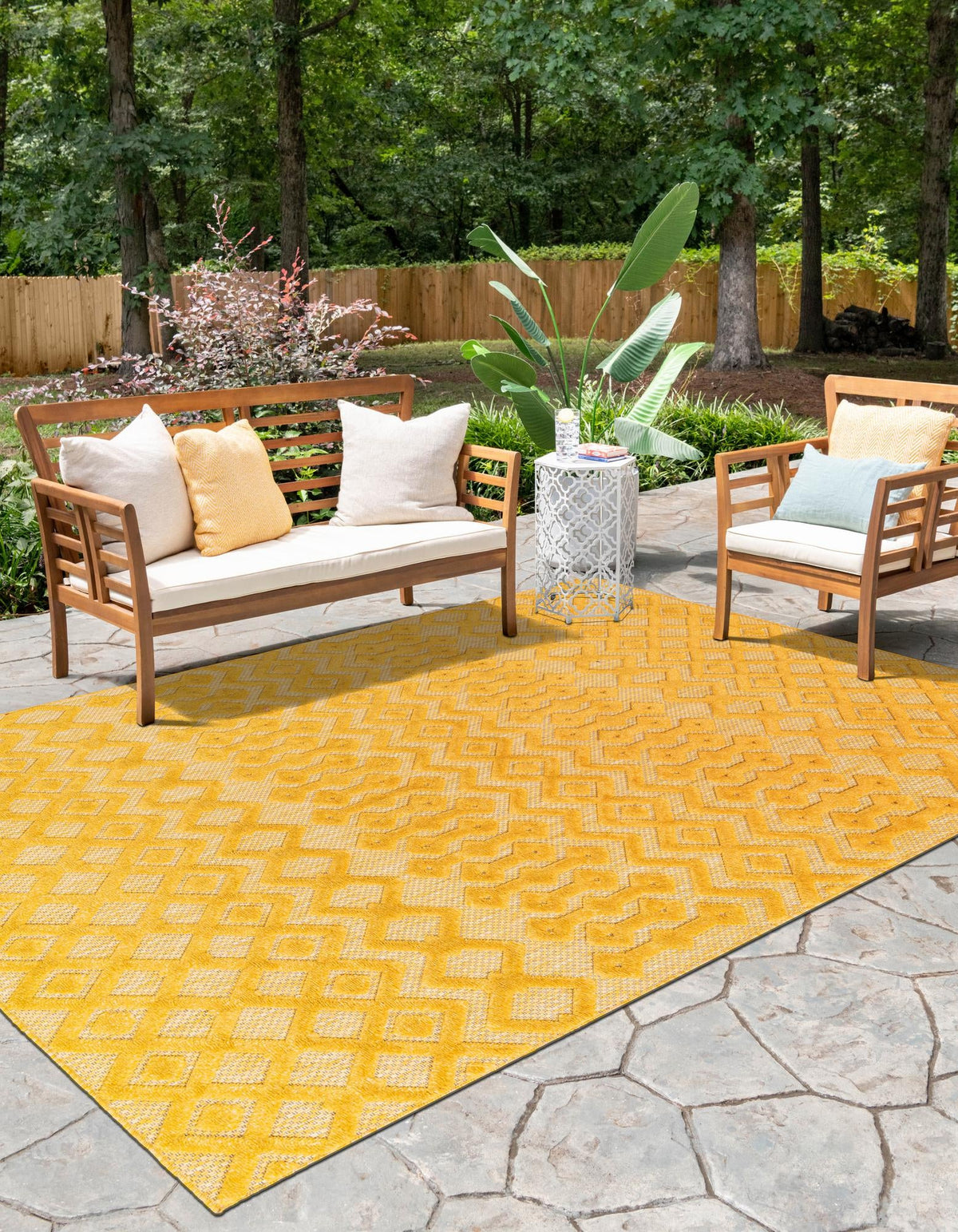 Garden Lattice Charm Collection Area Rug -  Pergola (Yellow) Rectangle Yellow  lifestyle 10
