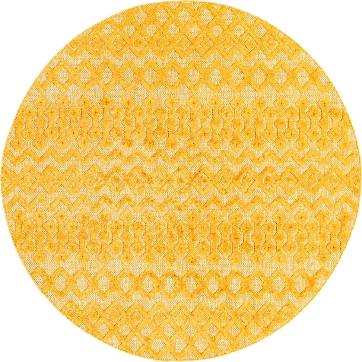 Garden Lattice Charm Collection Area Rug -  Pergola (Yellow) Round Yellow  lifestyle 18