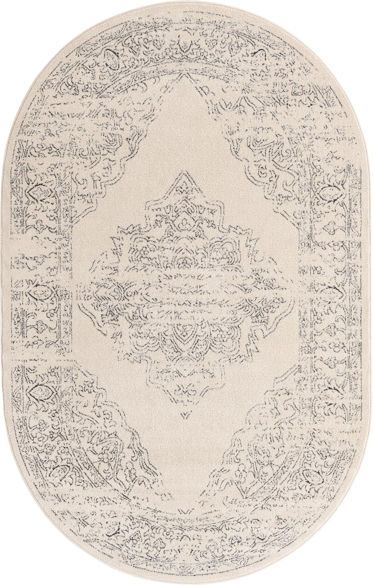 Savannah Soiree Collection Area Rug - Serengeti (White) Oval White  lifestyle 11