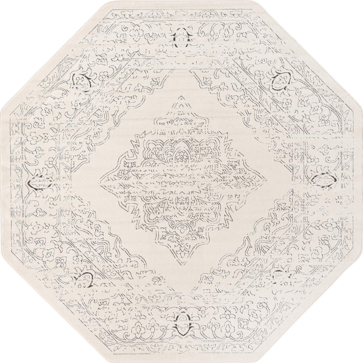 Savannah Soiree Collection Area Rug - Serengeti (White) Octagon White  lifestyle 14