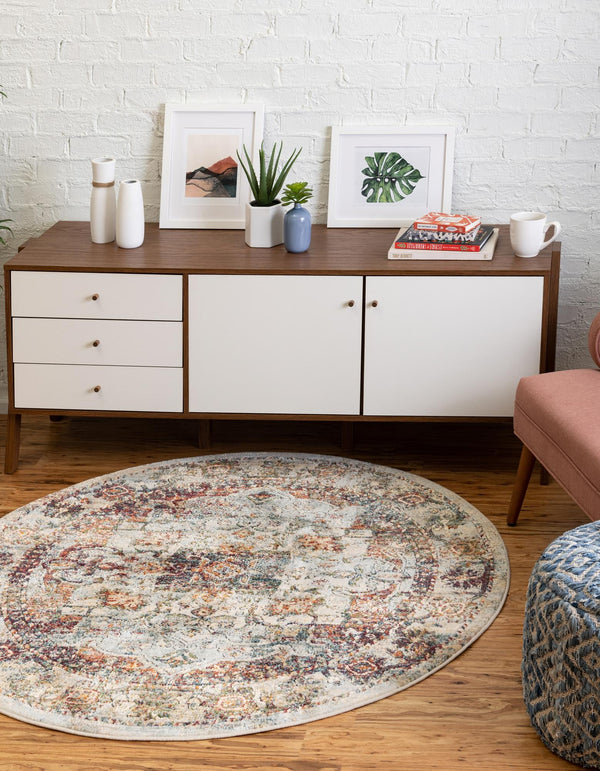 Savannah Soiree Collection Area Rug -  Everglade (Ivory) Round Ivory  lifestyle 20