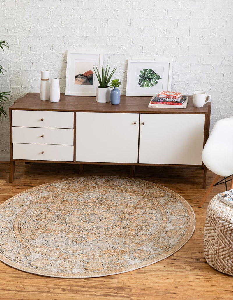 Savannah Soiree Collection Area Rug -  Everglade (Beige) Round Beige  lifestyle 17
