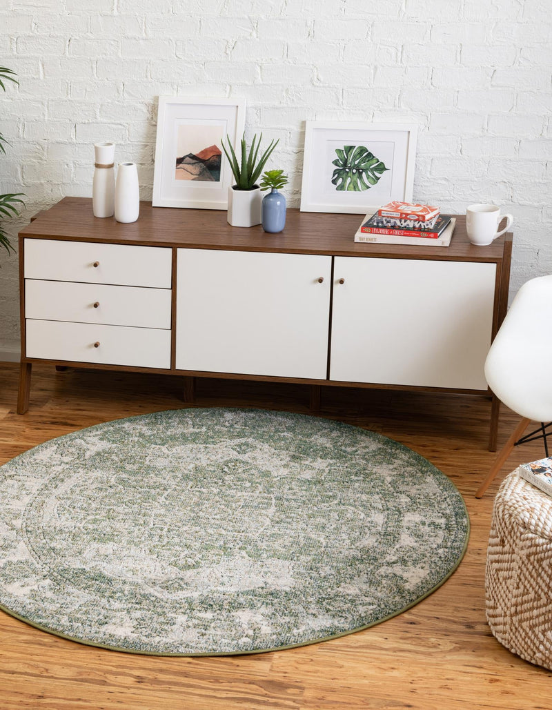 Savannah Soiree Collection Area Rug -  Everglade (Green) Round Green  lifestyle 20