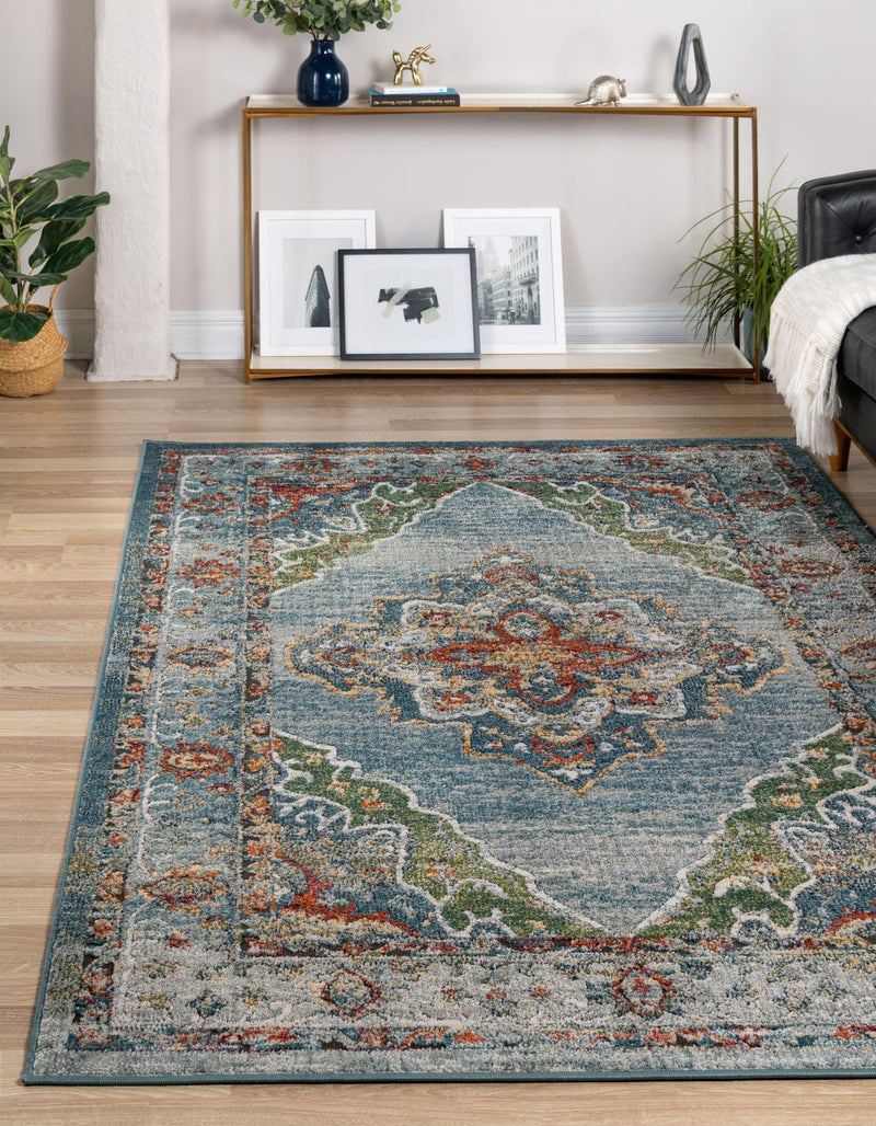 Savannah Soiree Collection Area Rug - Serengeti (Blue) Rectangle Blue  lifestyle 2
