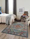 Savannah Soiree Collection Area Rug - Serengeti (Blue) Rectangle Blue  lifestyle 4