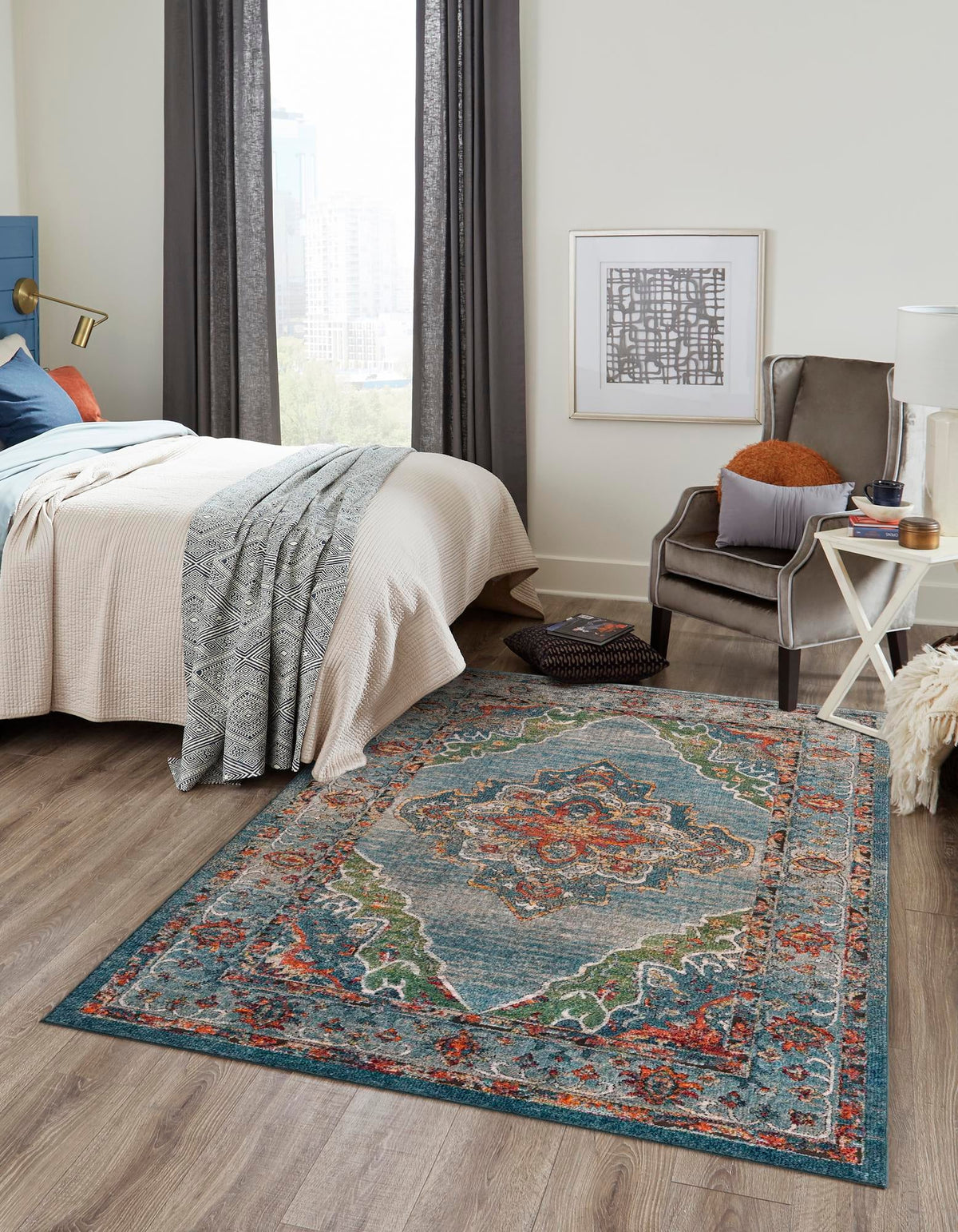 Savannah Soiree Collection Area Rug - Serengeti (Blue) Rectangle Blue  lifestyle 4