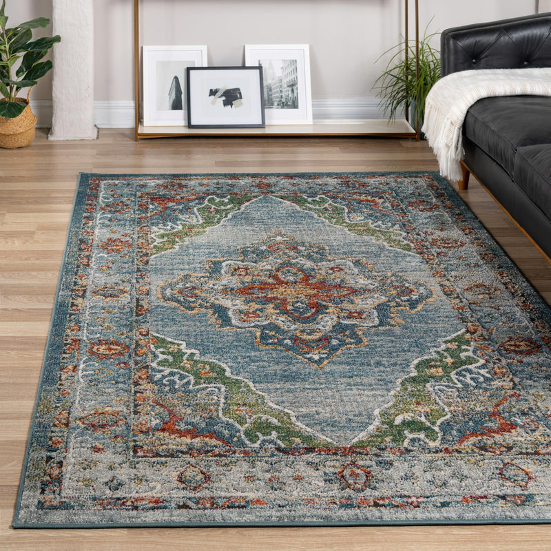 Savannah Soiree Collection Area Rug - Serengeti (Blue) Rectangle Blue  lifestyle 17