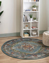 Savannah Soiree Collection Area Rug - Serengeti (Blue) Round Blue  lifestyle 23