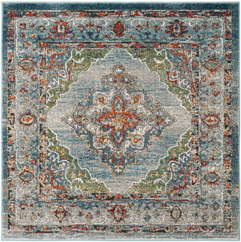 Savannah Soiree Collection Area Rug - Serengeti (Blue) Square Blue  lifestyle 40