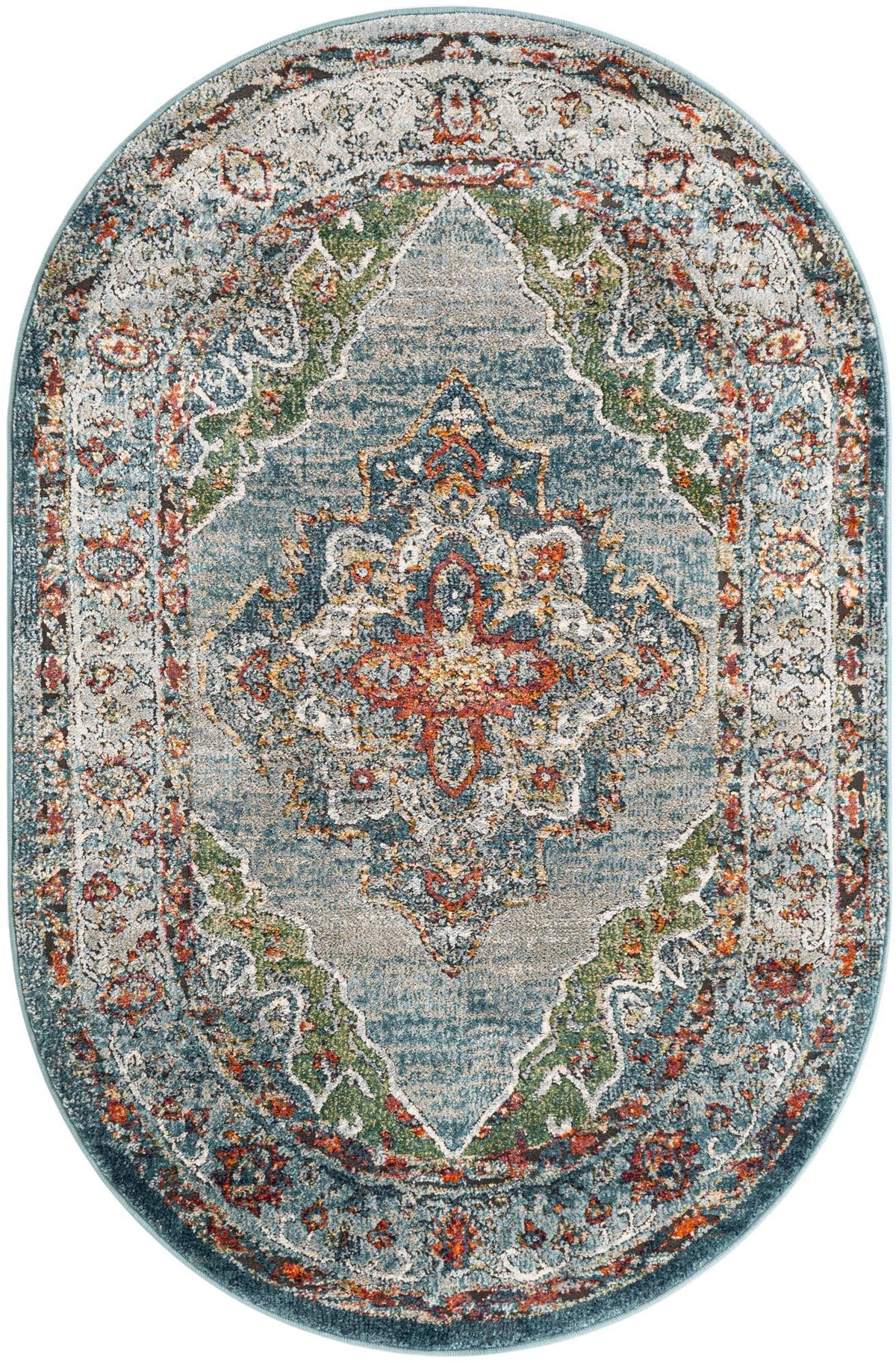 Savannah Soiree Collection Area Rug - Serengeti (Blue) Oval Blue  lifestyle 20
