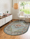 Savannah Soiree Collection Area Rug - Serengeti (Blue) Oval Blue  lifestyle 25