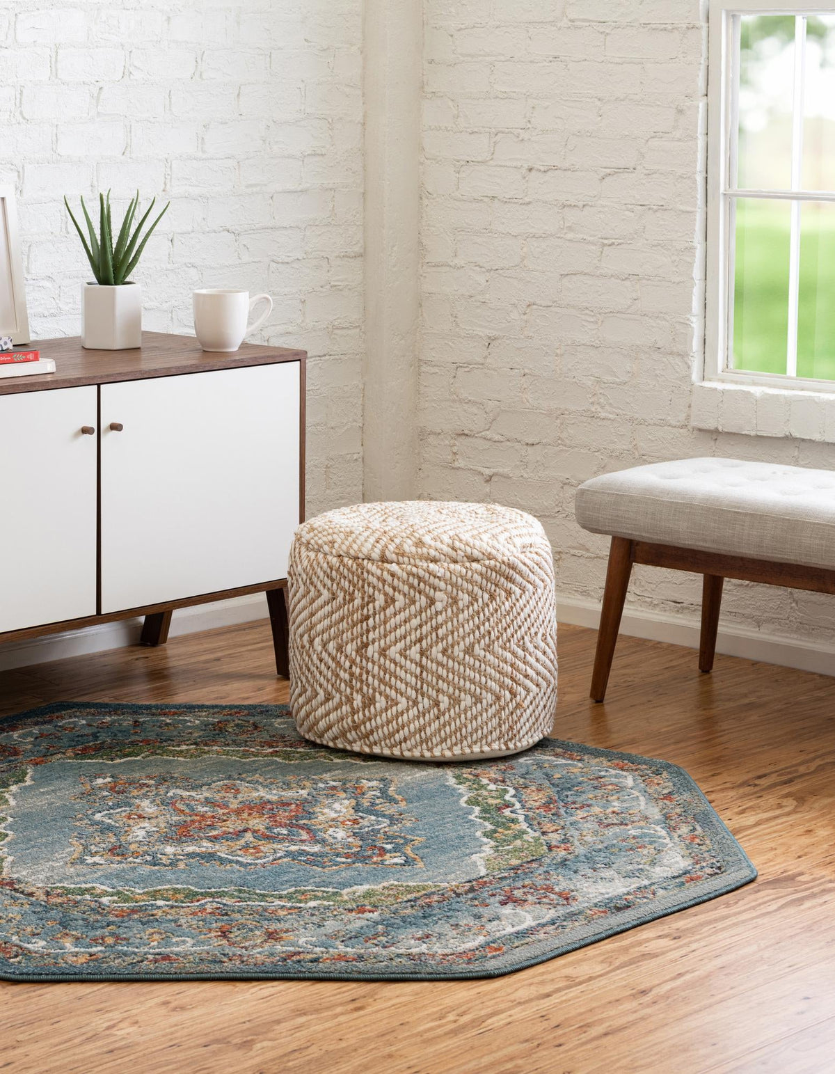 Savannah Soiree Collection Area Rug - Serengeti (Blue) Octagon Blue  lifestyle 31