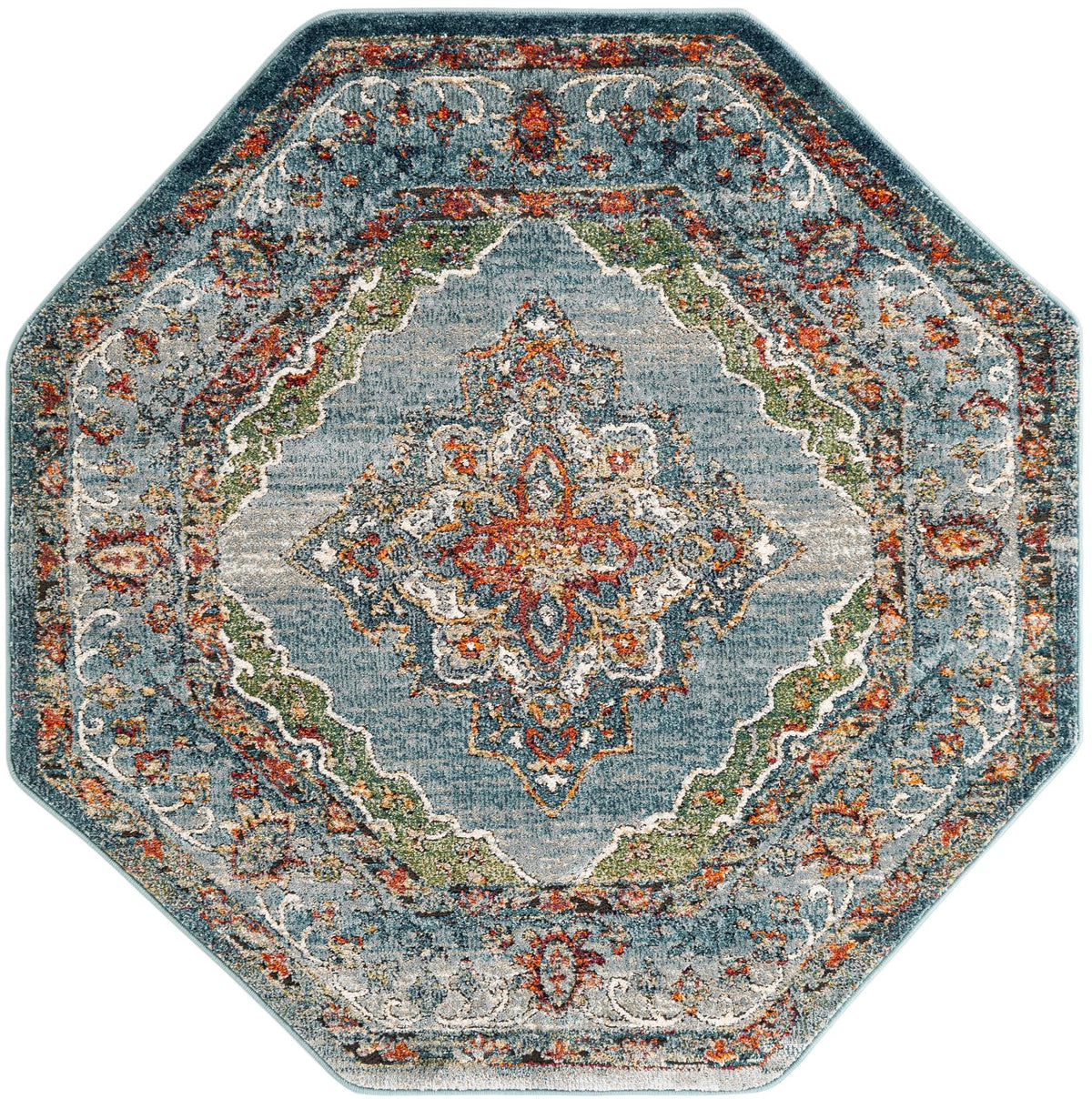 Savannah Soiree Collection Area Rug - Serengeti (Blue) Octagon Blue  lifestyle 21