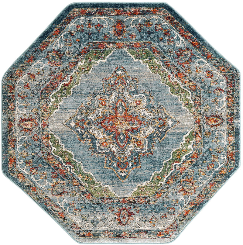 Savannah Soiree Collection Area Rug - Serengeti (Blue) Octagon Blue  lifestyle 21
