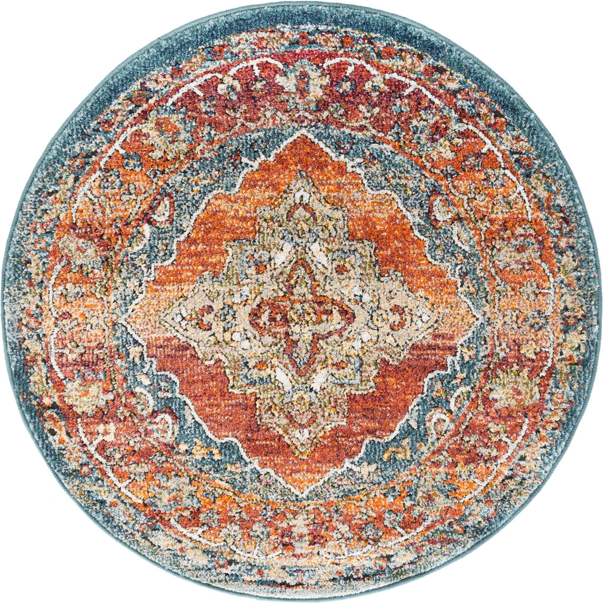 Savannah Soiree Collection Area Rug - Serengeti (Rust Red) Round Rust Red  lifestyle 19