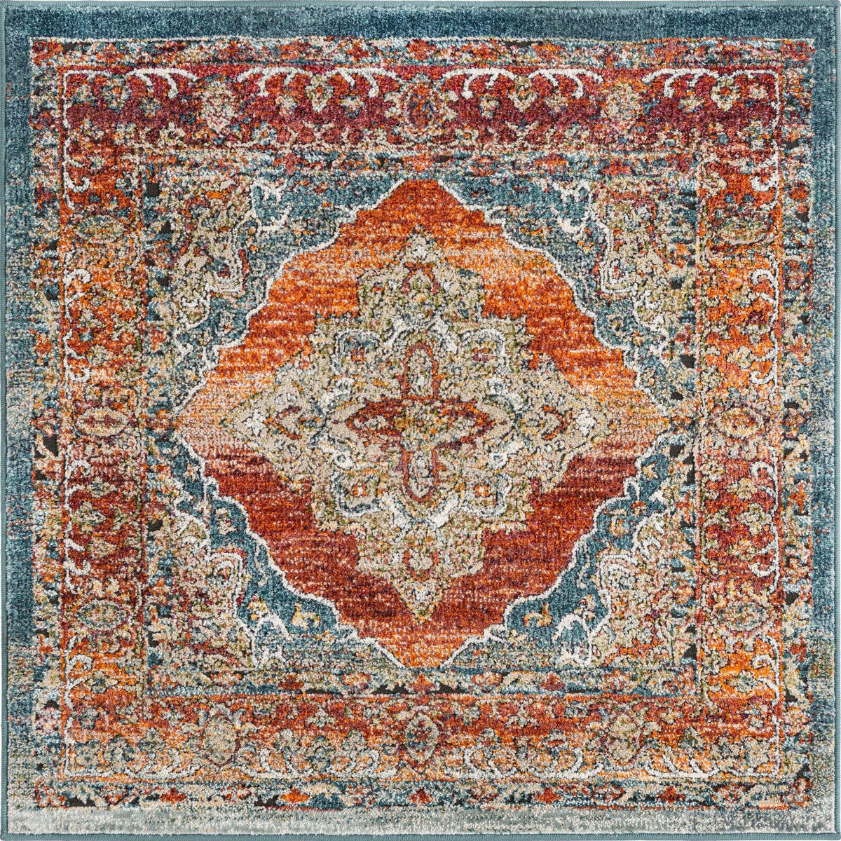 Savannah Soiree Collection Area Rug - Serengeti (Rust Red) Square Rust Red  lifestyle 18