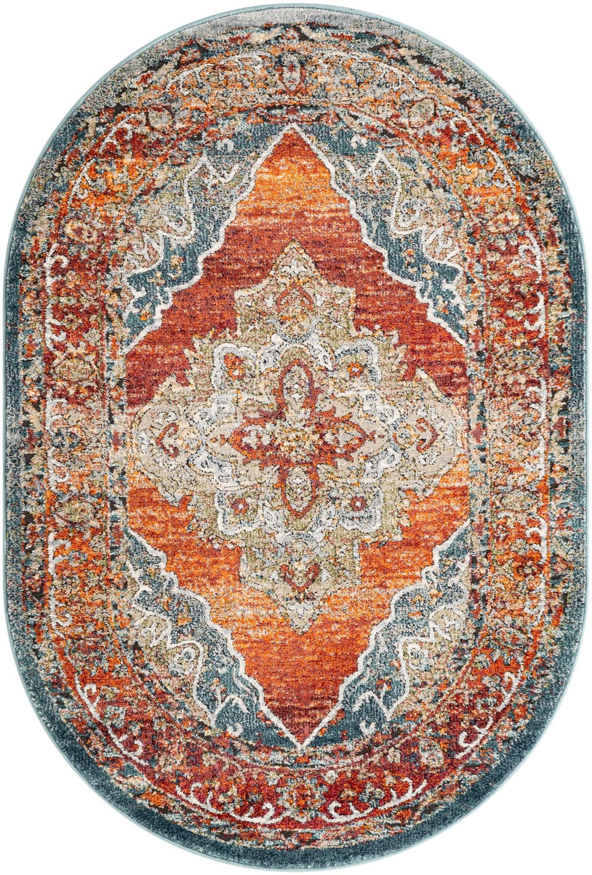 Savannah Soiree Collection Area Rug - Serengeti (Rust Red) Oval Rust Red  lifestyle 16