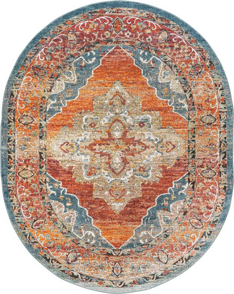 Savannah Soiree Collection Area Rug - Serengeti (Rust Red) Oval Rust Red  lifestyle 39