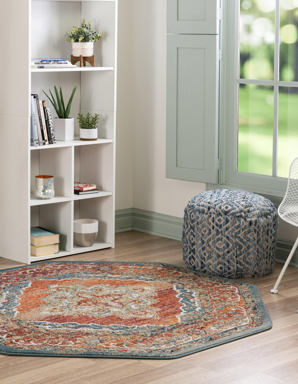 Savannah Soiree Collection Area Rug - Serengeti (Rust Red) Octagon Rust Red  lifestyle 27