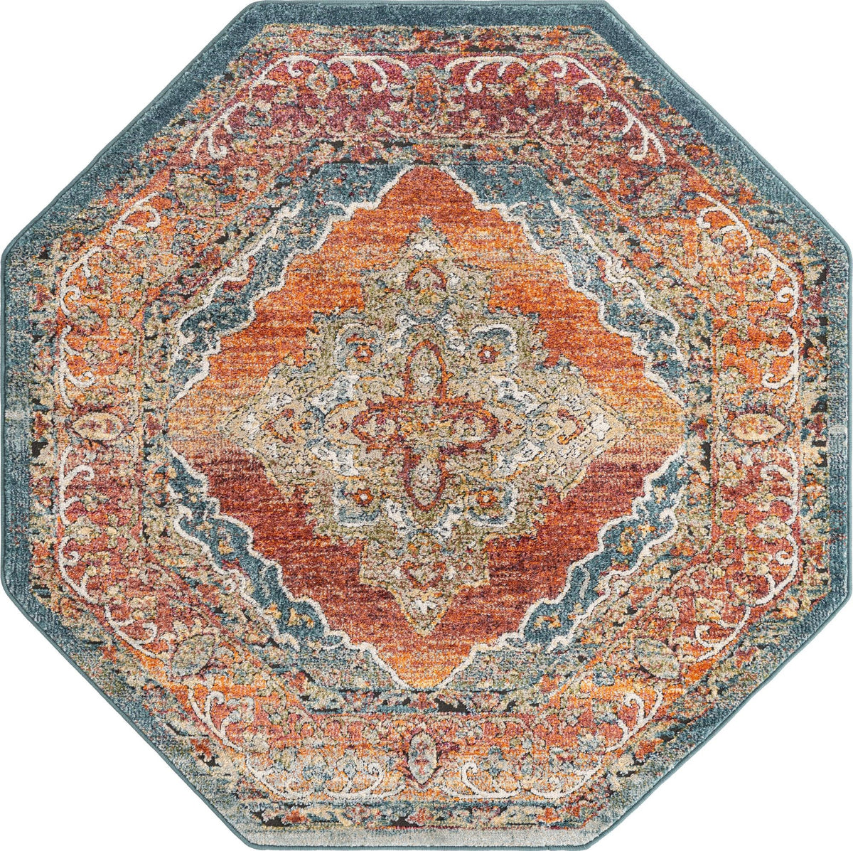 Savannah Soiree Collection Area Rug - Serengeti (Rust Red) Octagon Rust Red  lifestyle 17