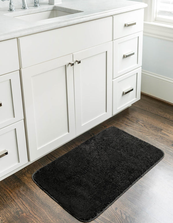 Cozy Home Spa Mats Collection Area Rug - Serenity Rectangle Midnight Black  lifestyle 9