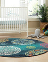 Oceanview Gardens Collection Area Rug - Marina Round Navy Blue  lifestyle 36