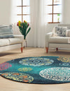 Oceanview Gardens Collection Area Rug - Marina Round Navy Blue  lifestyle 43