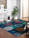 Oceanview Gardens Collection Area Rug - Marina Square Navy Blue  lifestyle 46