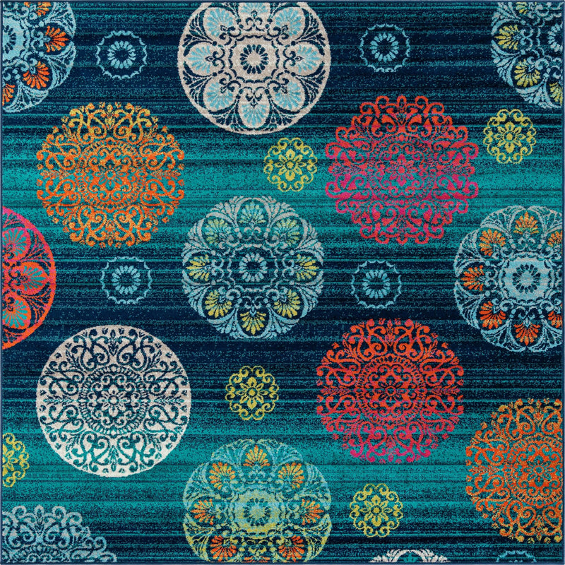 Oceanview Gardens Collection Area Rug - Marina Square Navy Blue  lifestyle 23
