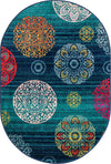 Oceanview Gardens Collection Area Rug - Marina Oval Navy Blue  lifestyle 24