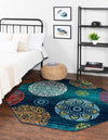 Oceanview Gardens Collection Area Rug - Marina Octagon Navy Blue  lifestyle 38